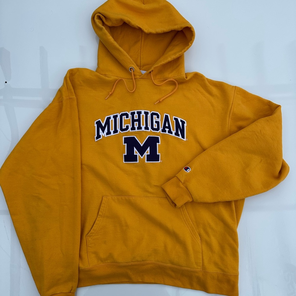 Champion Michigan Yellow Hooded Sweatshirt - Men's